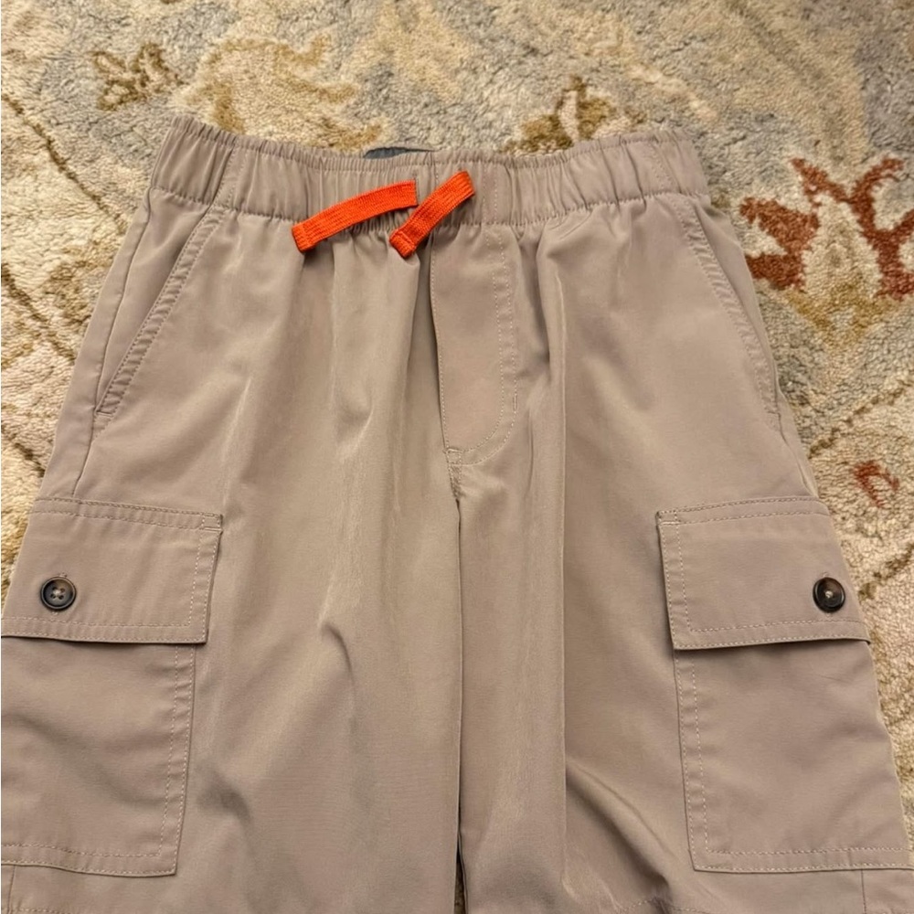 Eddie Bauer Kids Cargo Shorts - Khaki with Bright Orange Drawstring